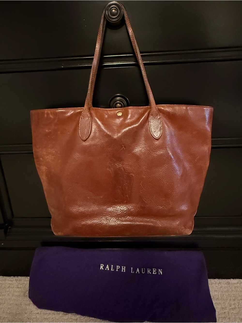 Ralph Lauren Classic Brown Leather Tote Bag - Picture 8 of 13